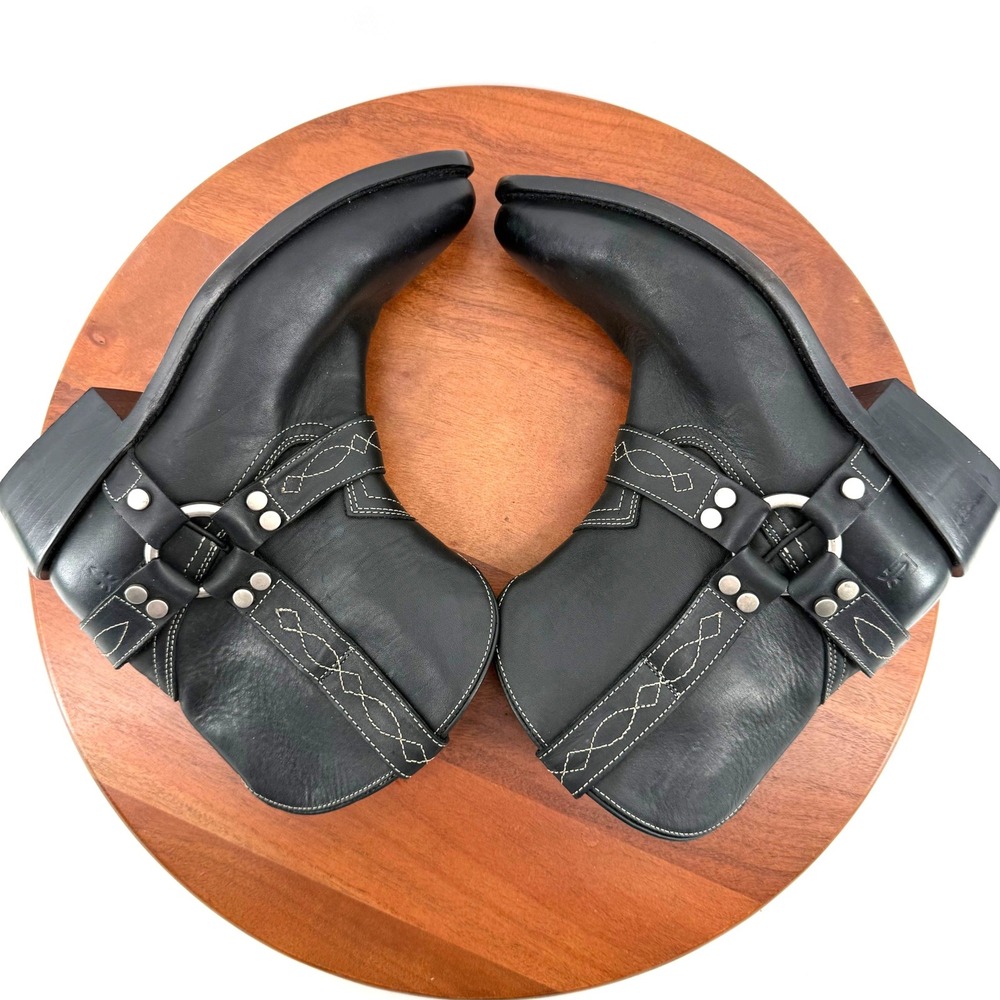 Frye BIlly Short Harness Boot Black Leather Pointed Toe Moto Western Women 8.5 B - Picture 7 of 11